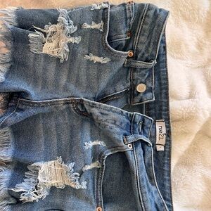 Rue21 Women's Light Blue Distressed Denim Shorts